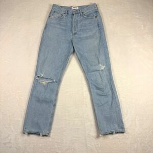AGOLDE Distressed Straight Leg Light Wash Denim‎ Jeans Size 25 Ripped